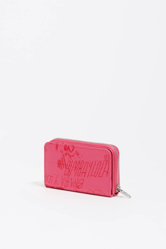 Berry pink flap purse with Bimba logo