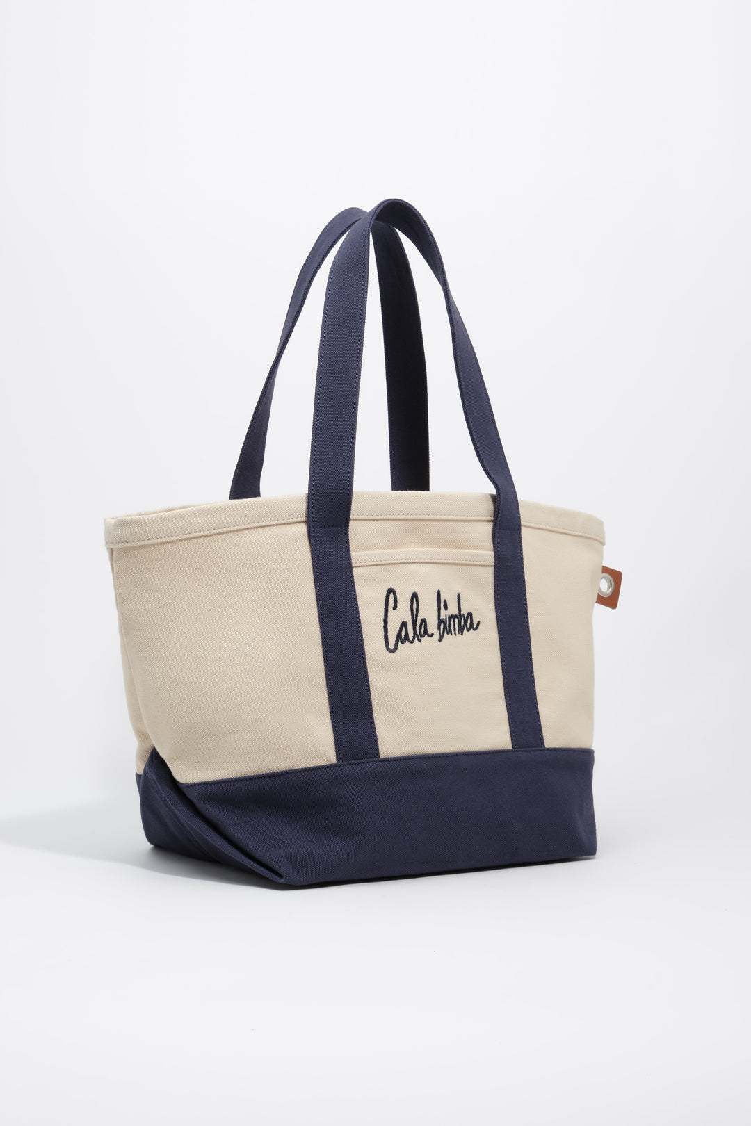 Light navy cotton maxi beach bag