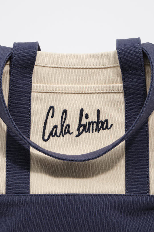 Light navy cotton maxi beach bag