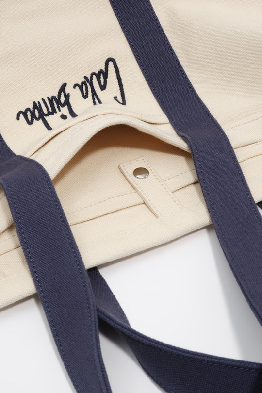 Light navy cotton maxi beach bag