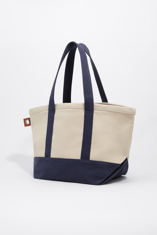 Light navy cotton maxi beach bag