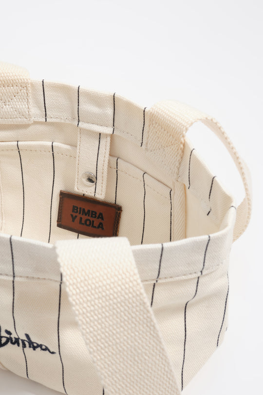 Mini off-white cotton crossbody bag