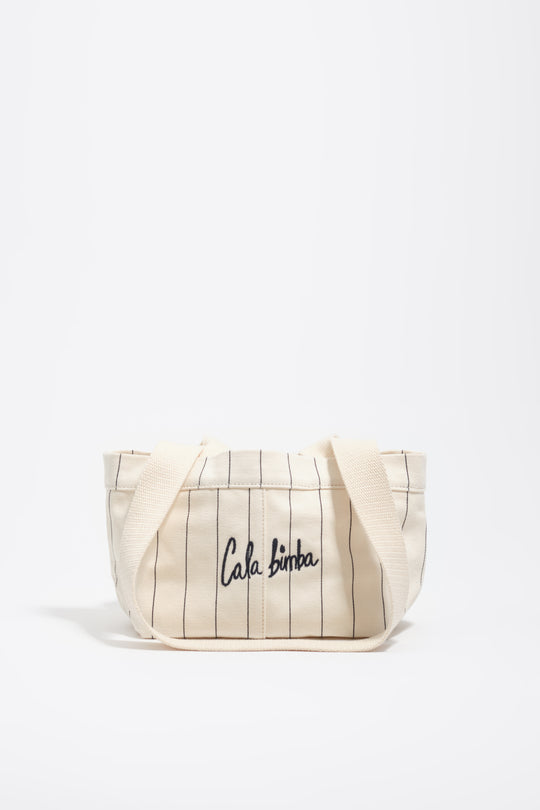 Mini off-white cotton crossbody bag