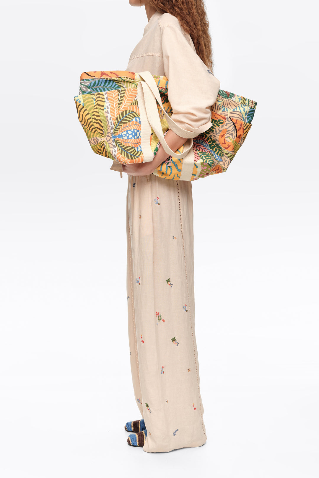 Wild maxi cotton beach bag