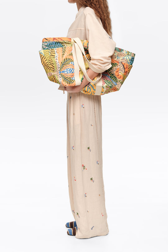 Wild maxi cotton beach bag