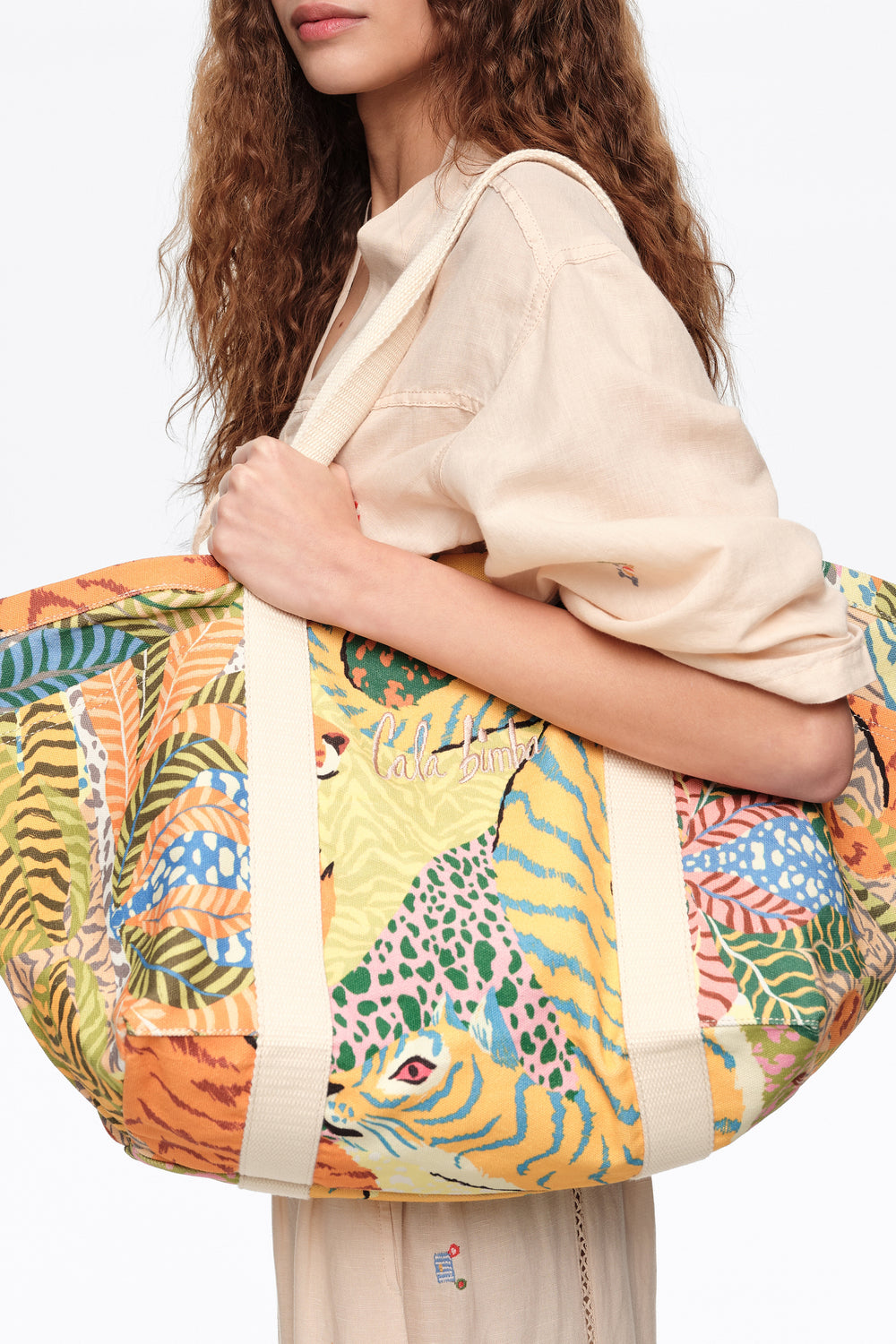 Wild maxi cotton beach bag