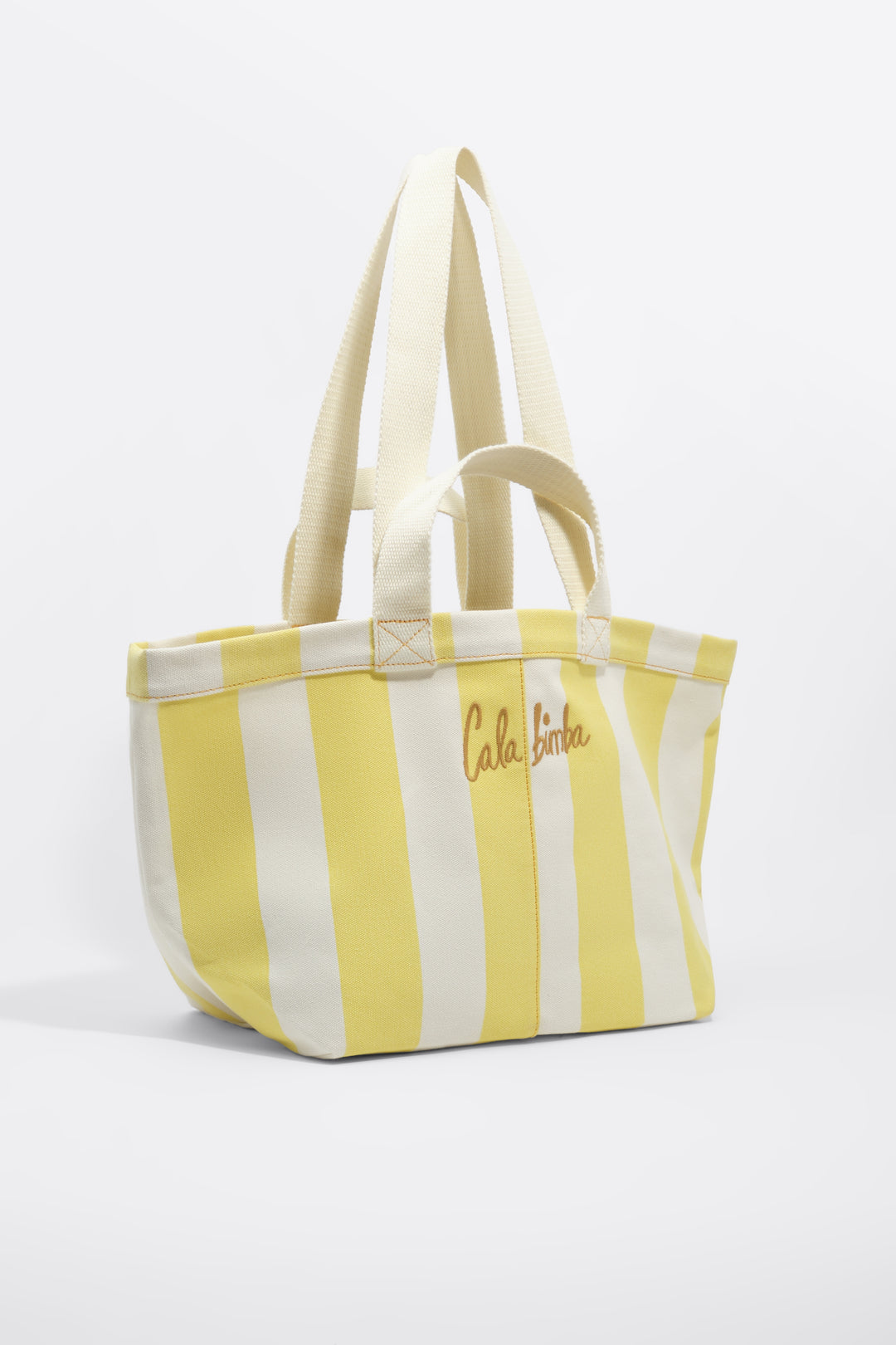 Lime striped cotton maxi beach bag