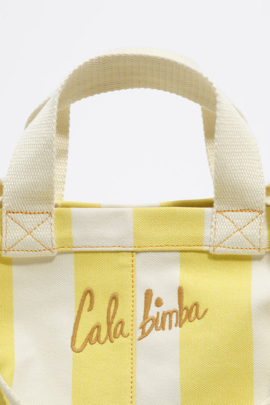 Lime striped cotton maxi beach bag