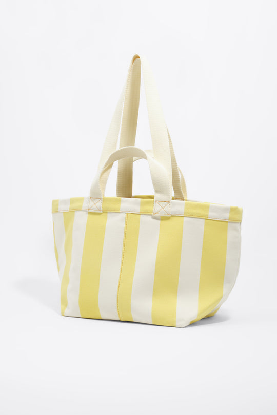 Lime striped cotton maxi beach bag
