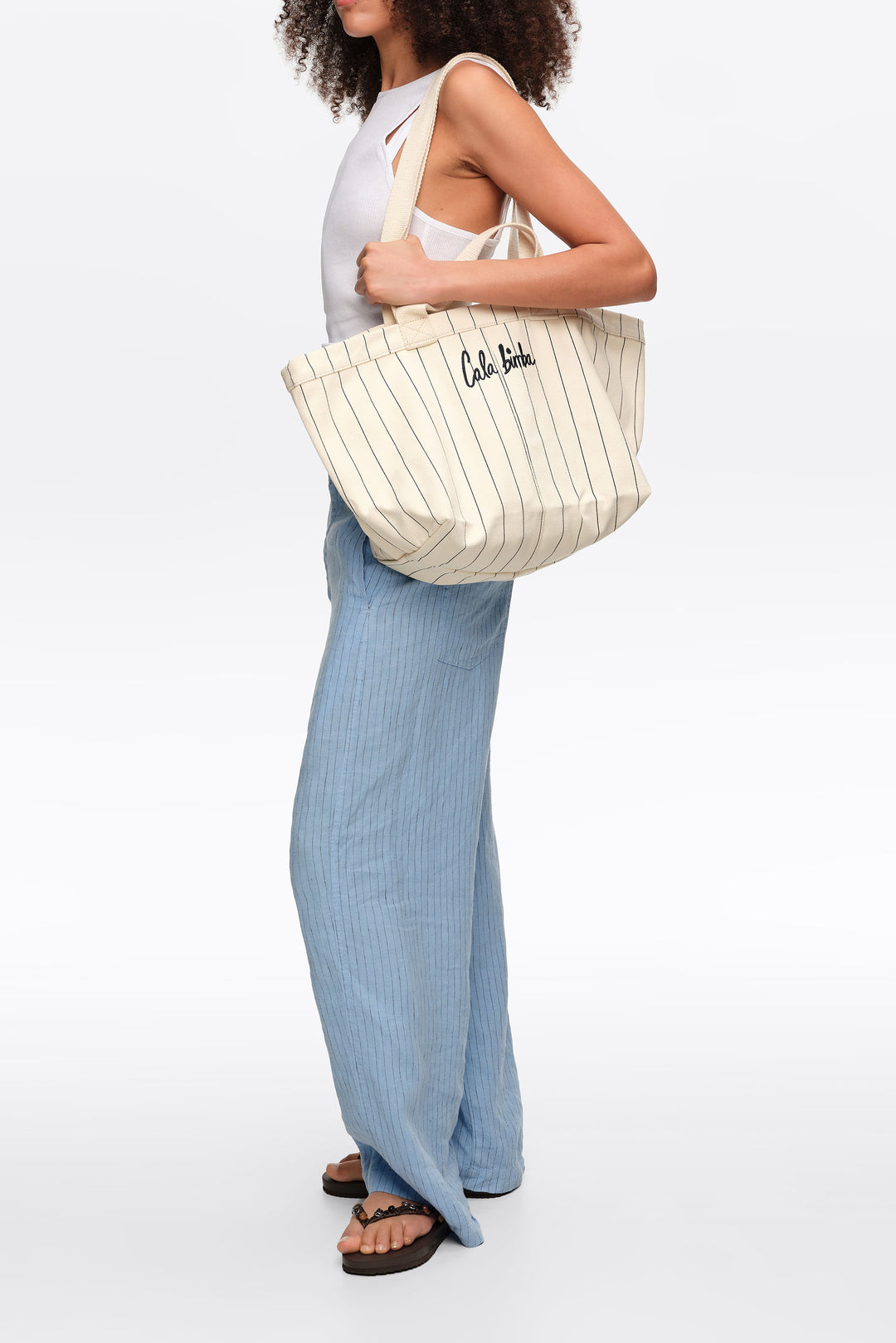 Large off-white cotton basket bag