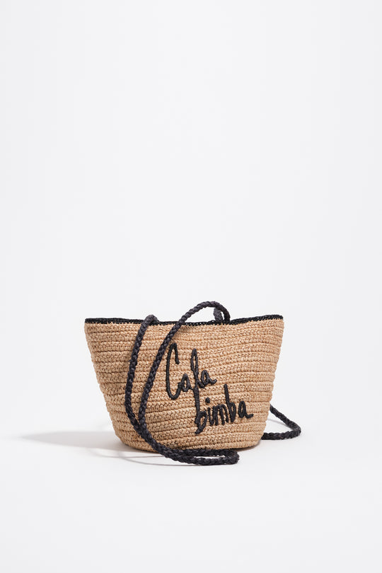 Small natural raffia basket bag
