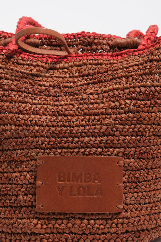 Small oak raffia basket bag