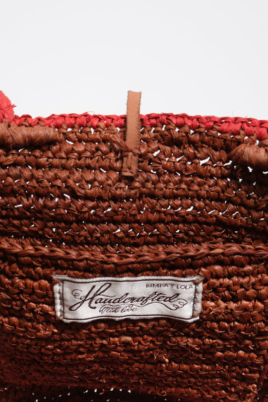 Small oak raffia basket bag