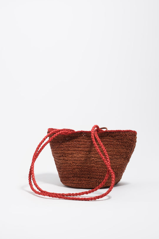 Small oak raffia basket bag