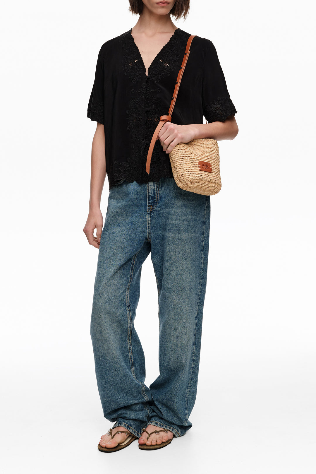 Small natural raffia plaited bag