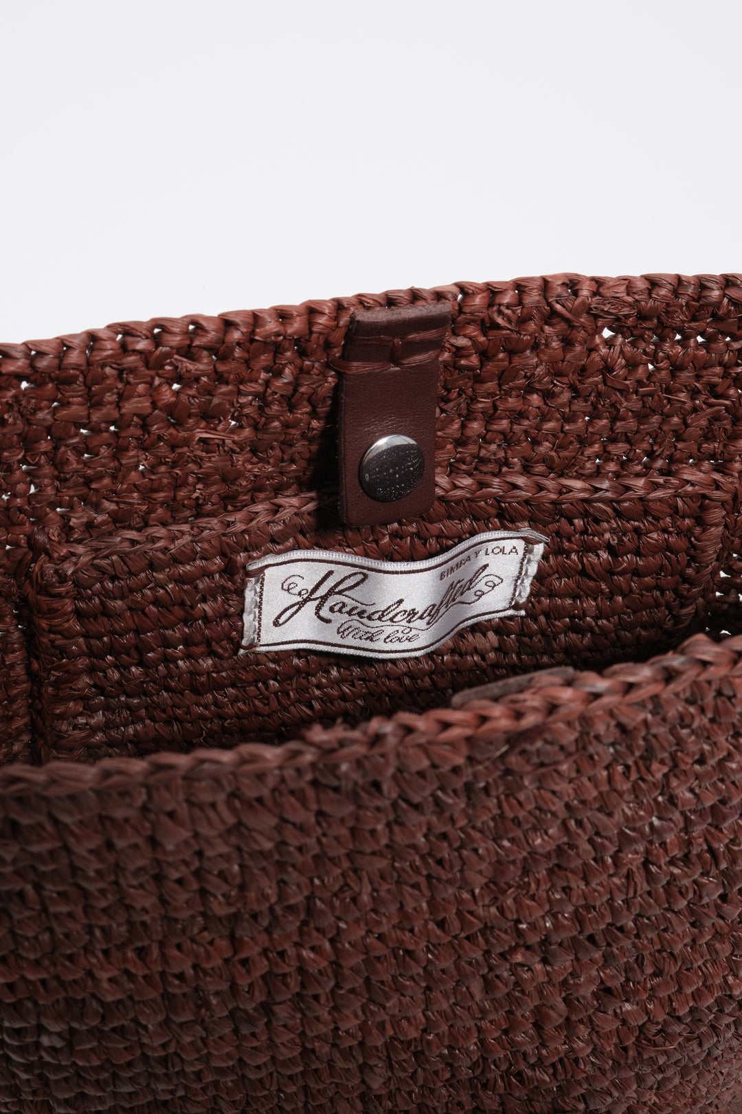 Small walnut raffia plaited bag