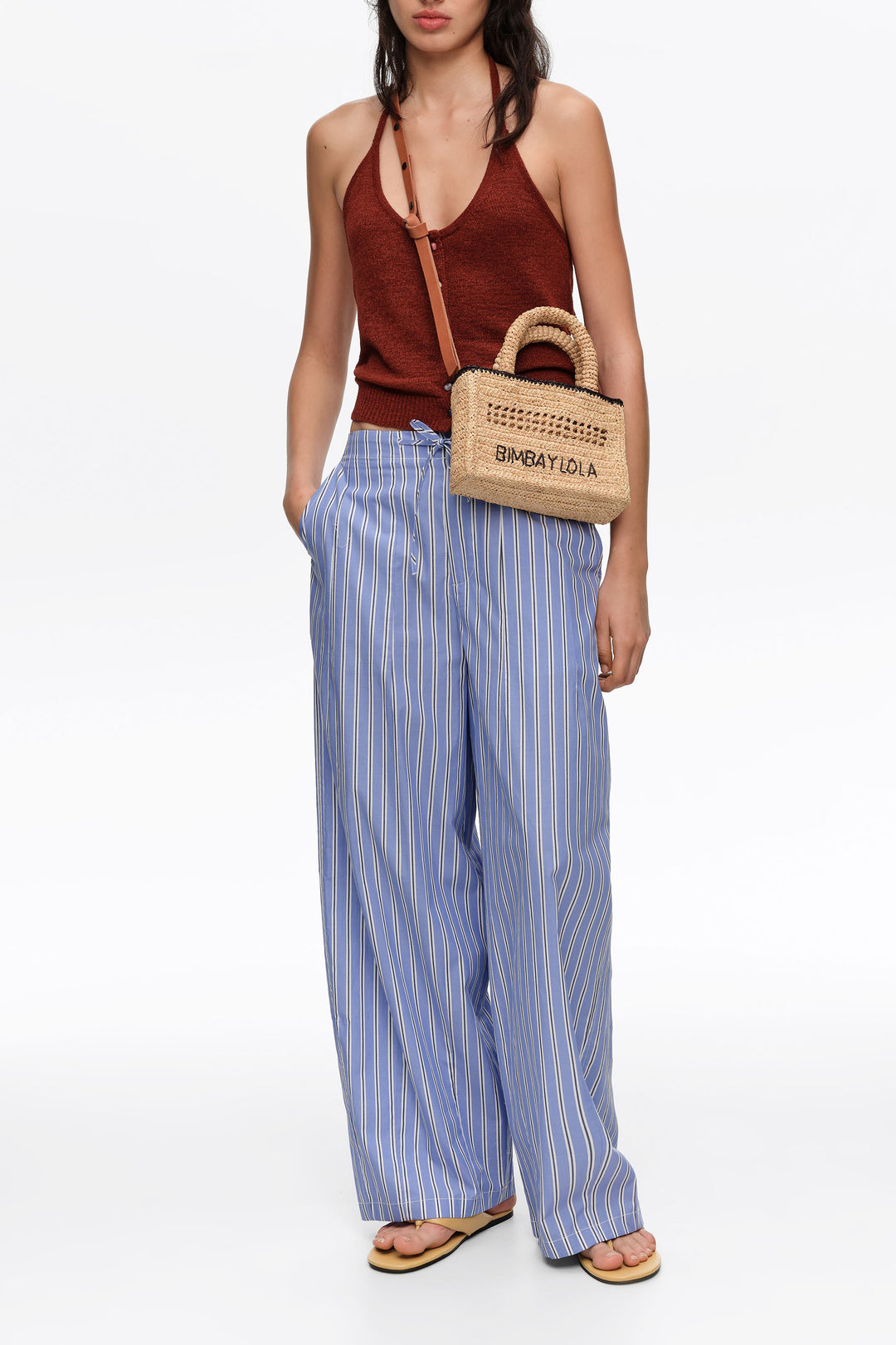 Natural raffia plaited mini bag