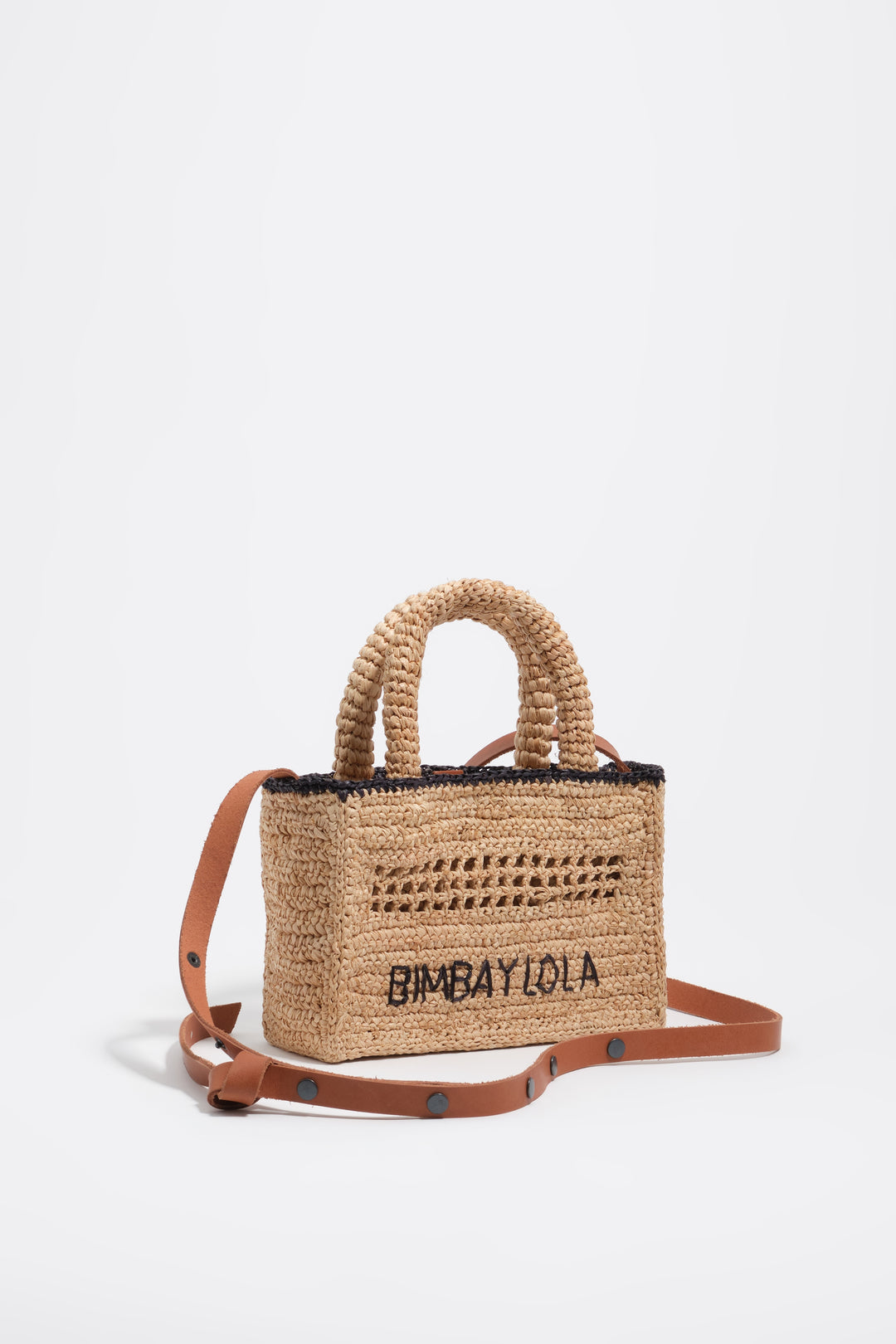 Natural raffia plaited mini bag