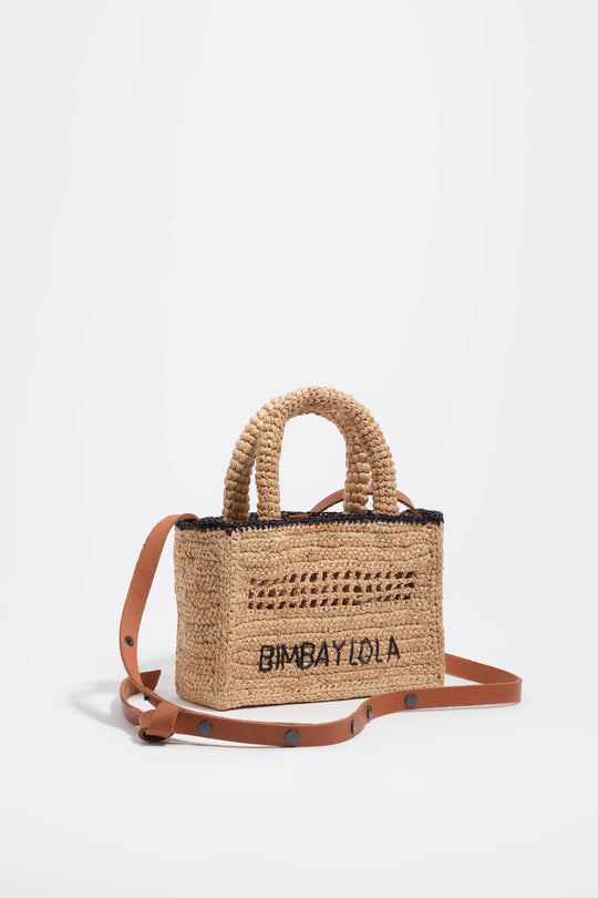 Natural raffia plaited mini bag