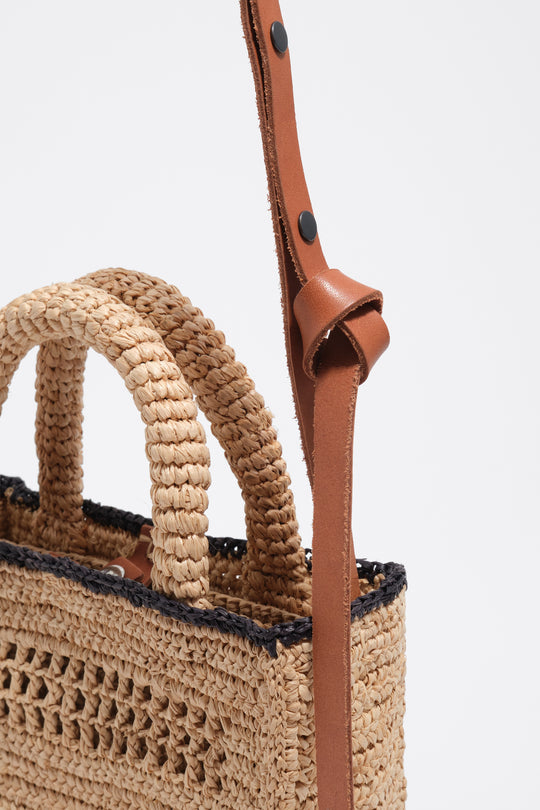 Natural raffia plaited mini bag