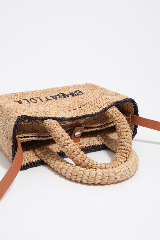 Natural raffia plaited mini bag