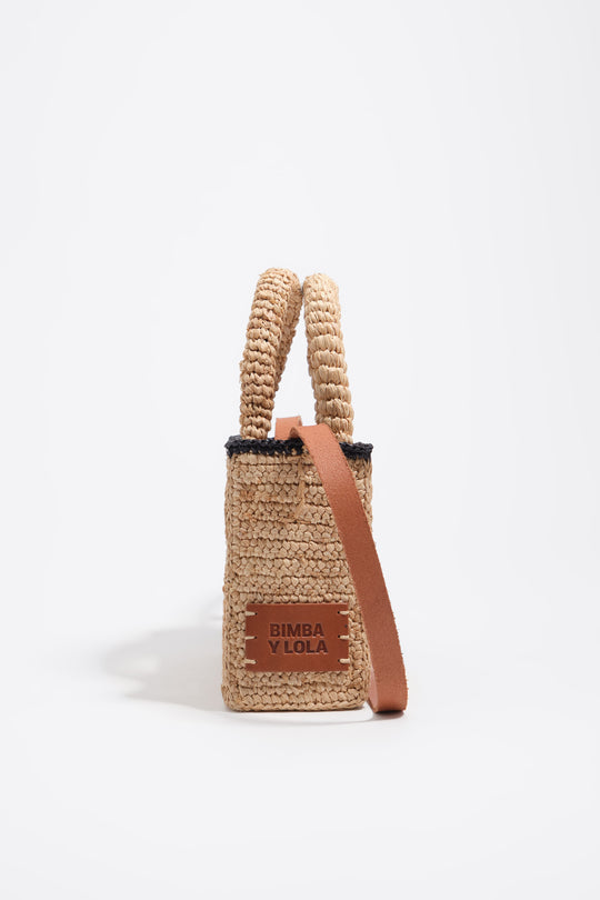 Natural raffia plaited mini bag