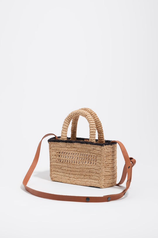 Natural raffia plaited mini bag