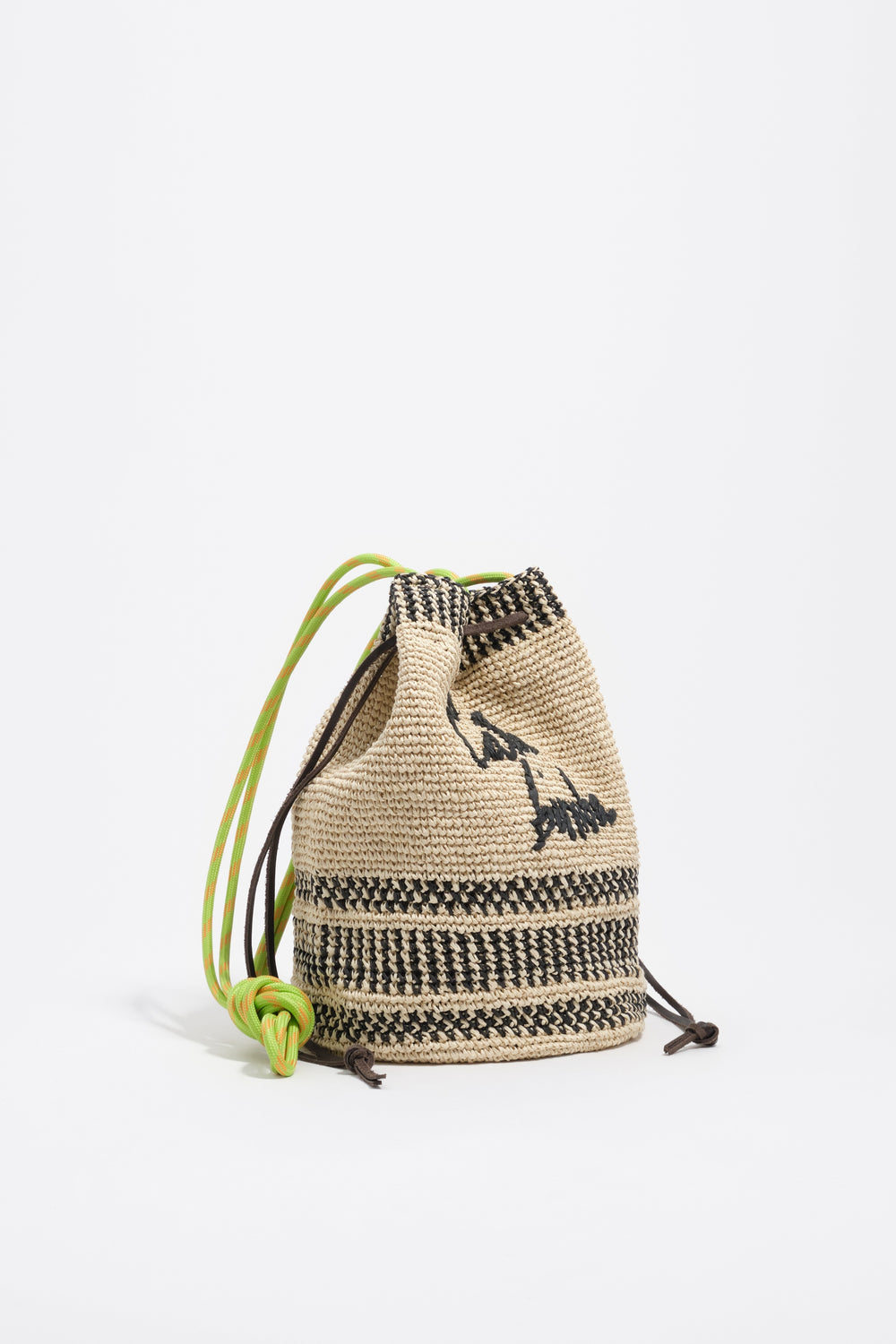 Medium natural plaited raffia bucket bag