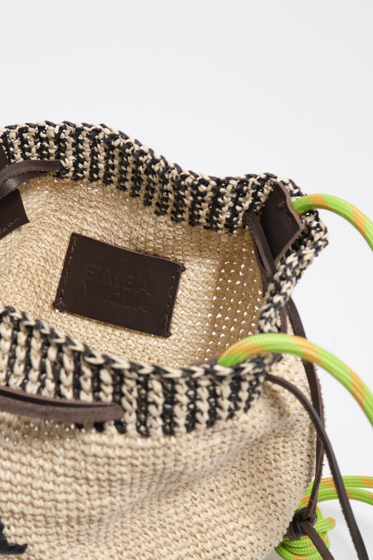 Medium natural plaited raffia bucket bag
