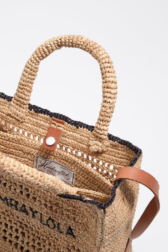 Medium natural raffia crossbody bag