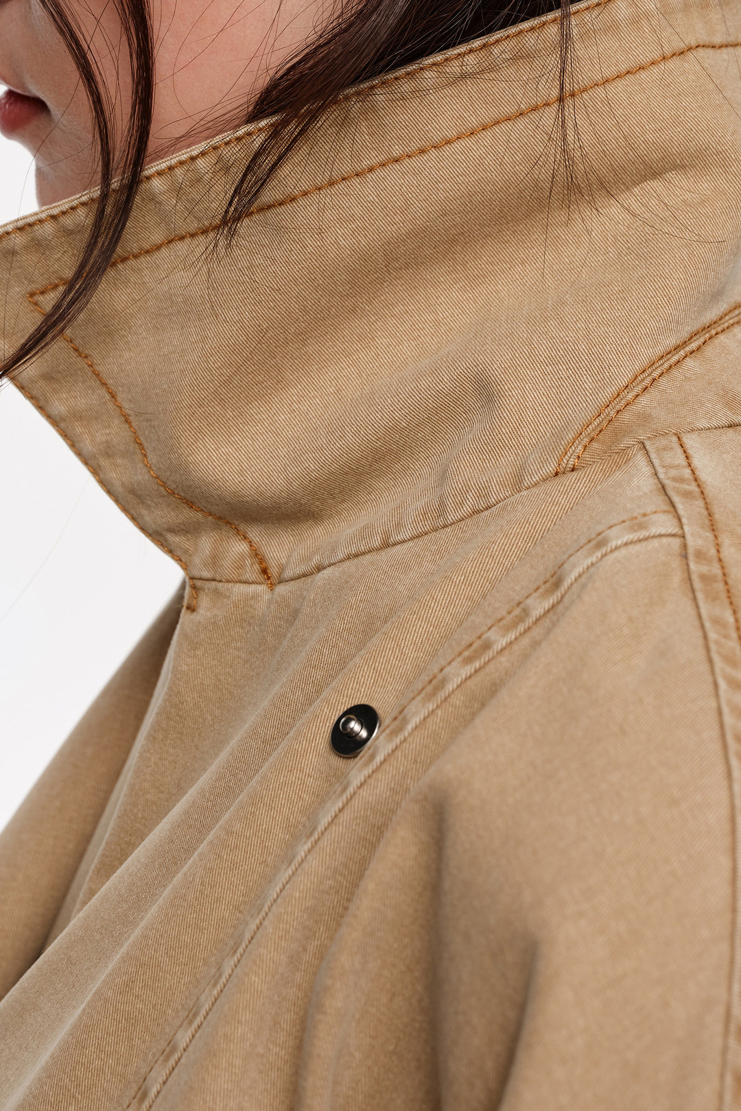 Camel washed double-breasted jacket