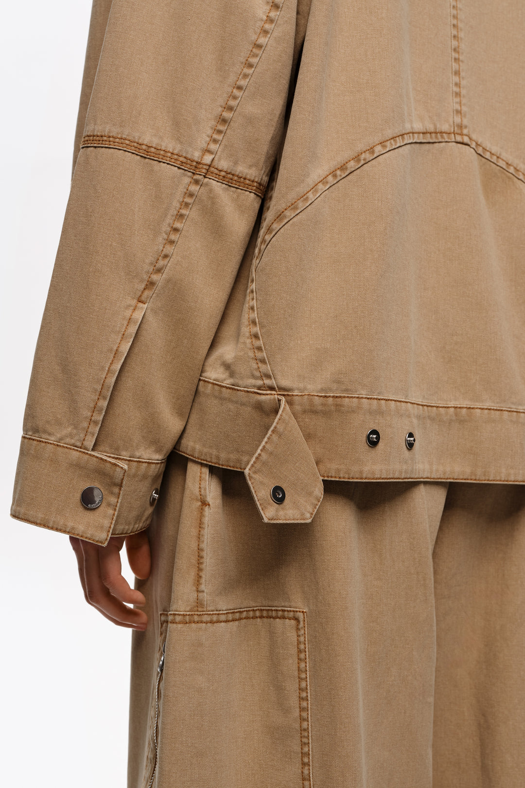 Camel washed double-breasted jacket