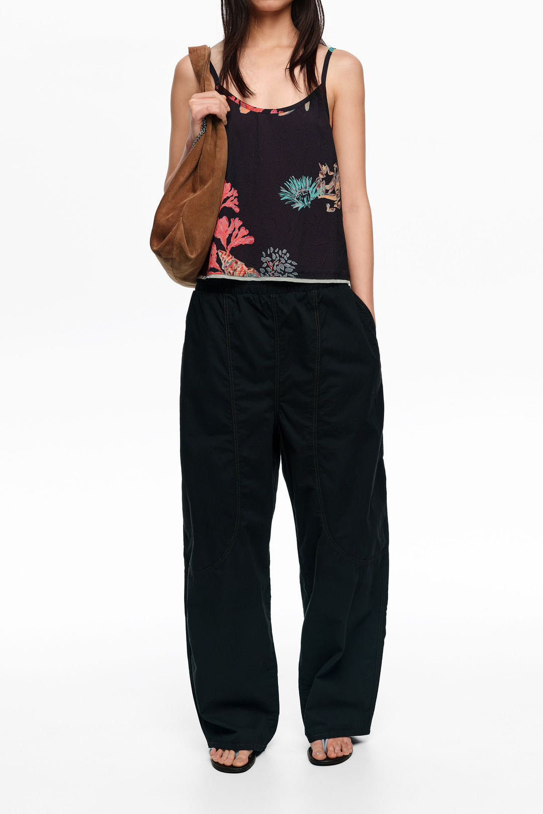 Black turtle wrinkled tank top