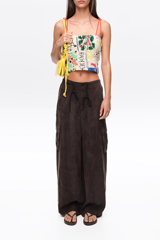 Summer Patchwork ruched strappy top