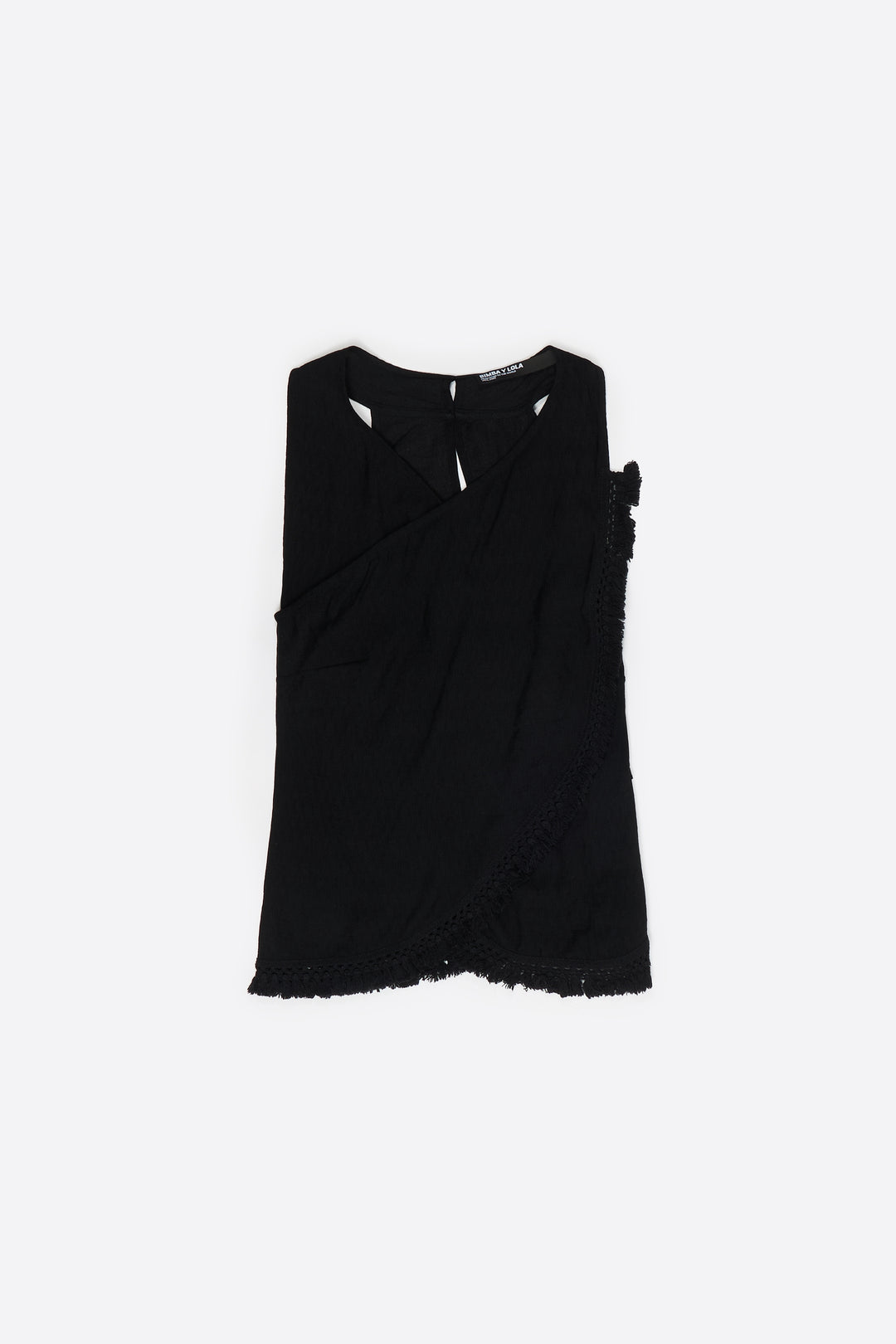 Black fringed wrap top