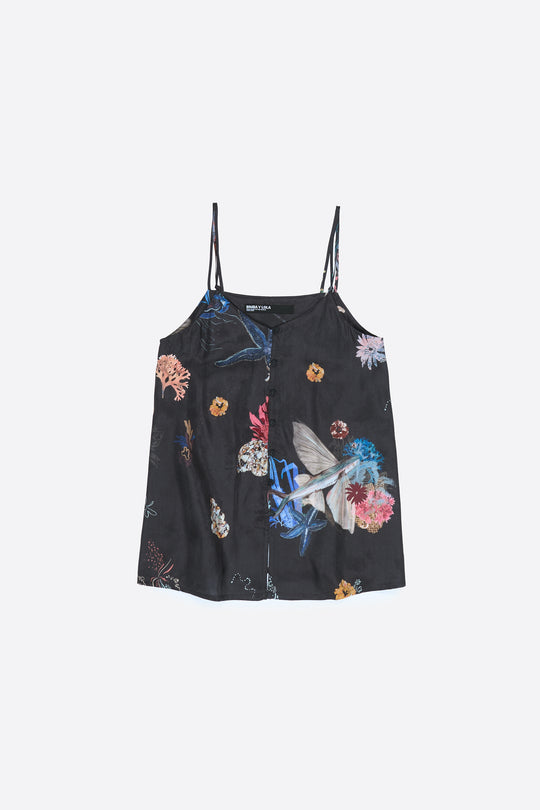 Seabed anthracite flowing strappy top