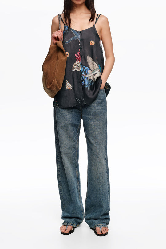 Seabed anthracite flowing strappy top