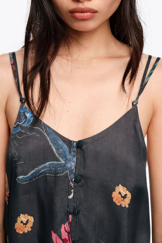 Seabed anthracite flowing strappy top