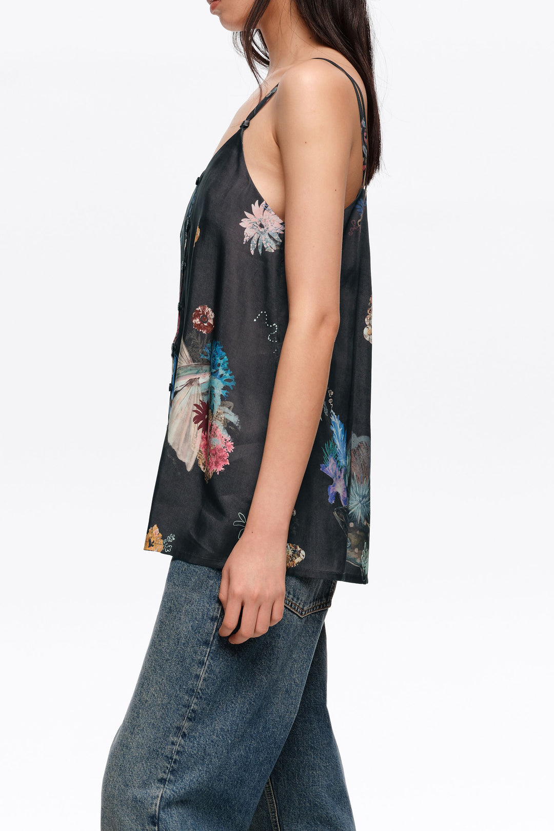 Seabed anthracite flowing strappy top
