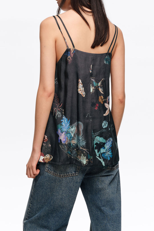 Seabed anthracite flowing strappy top