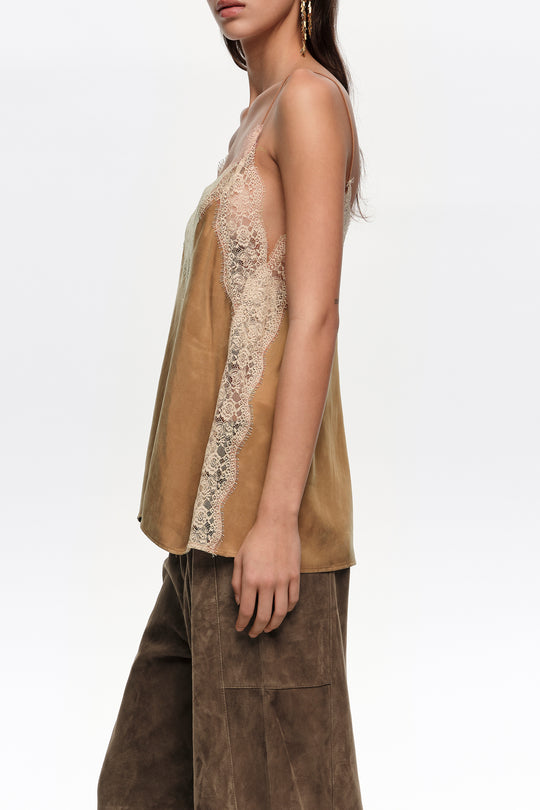 Toffee lace camisole top
