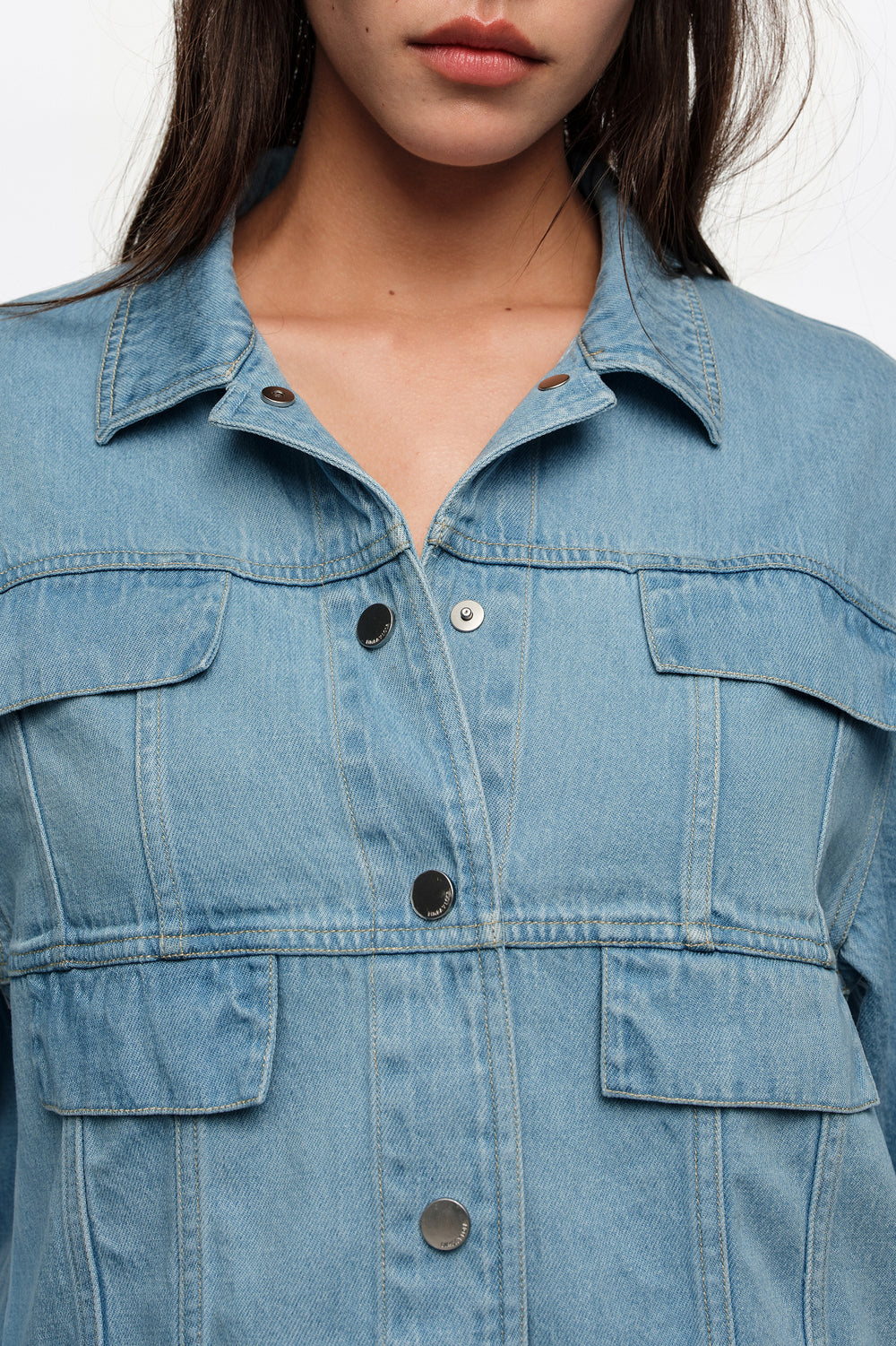 Light blue fluid boxy denim jacket