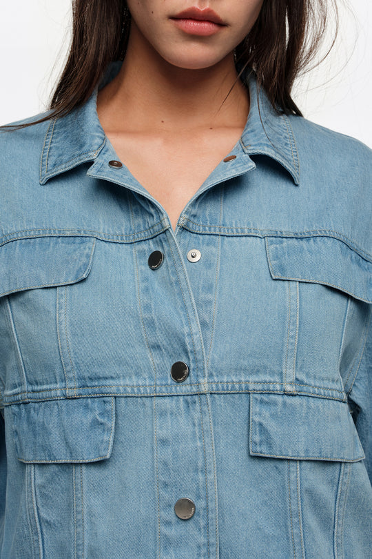 Light blue fluid boxy denim jacket