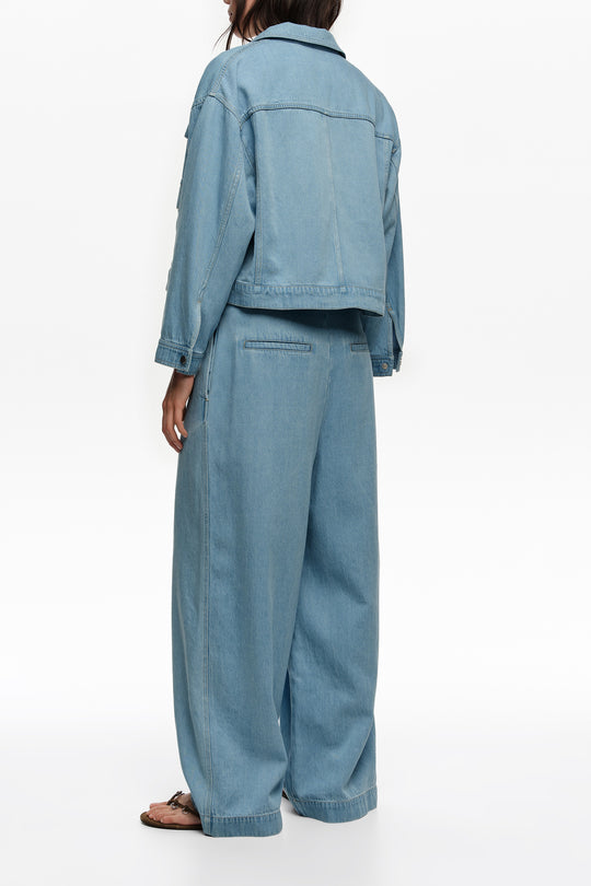 Light blue fluid boxy denim jacket