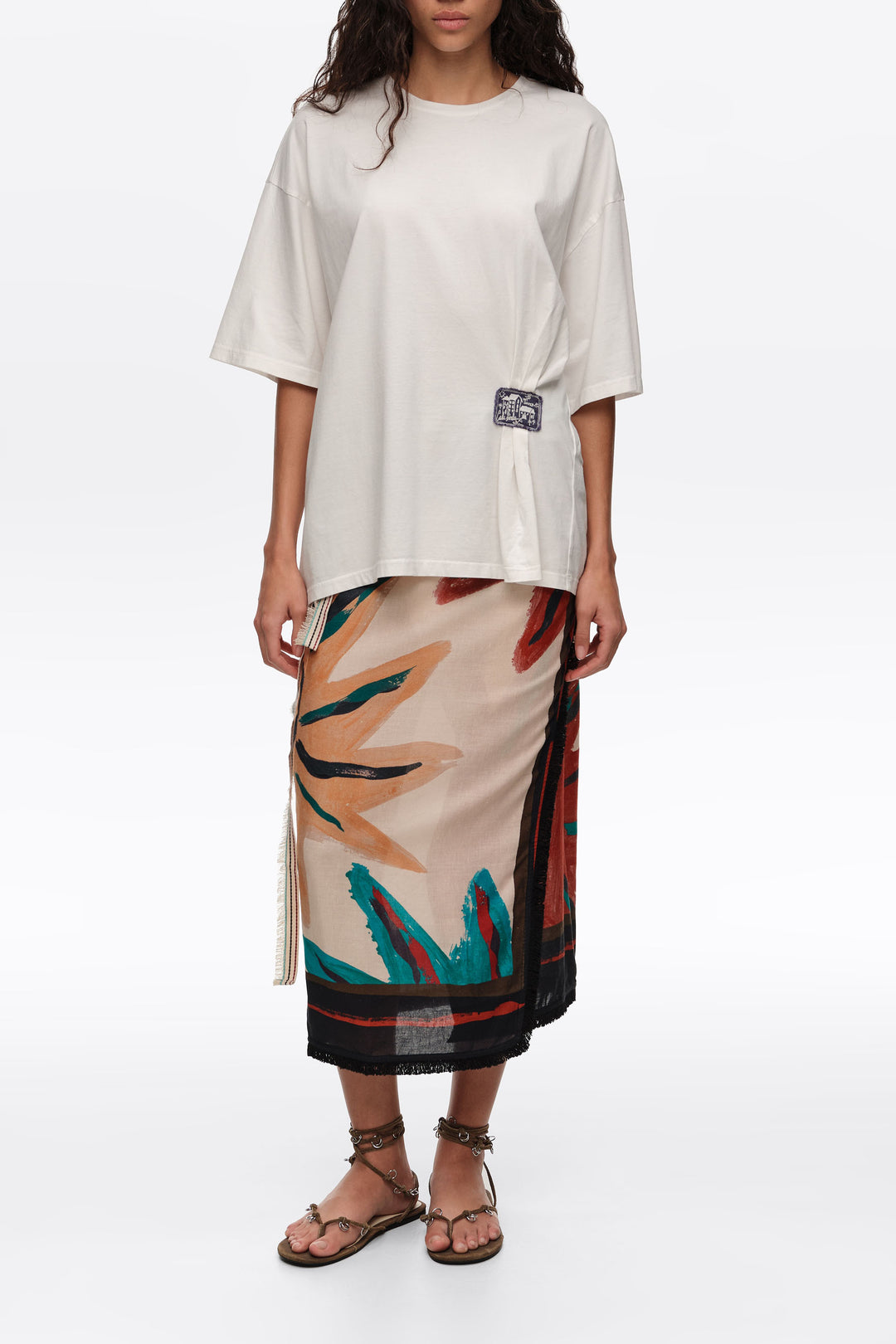 Positional Sun midi wrap skirt
