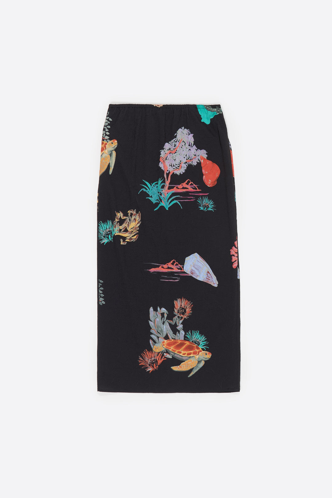 Black turtle wrinkled midi skirt