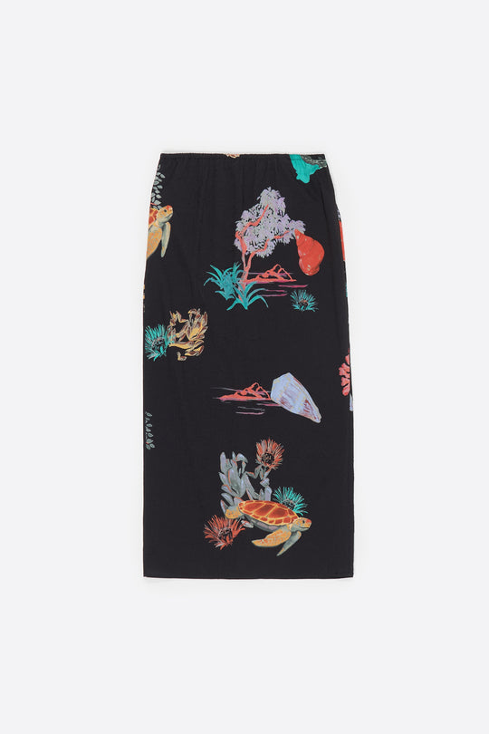 Black turtle wrinkled midi skirt
