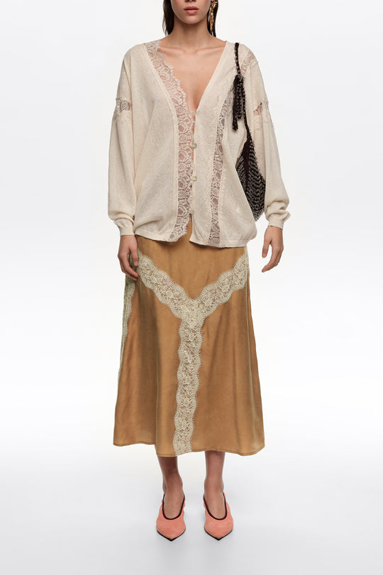 Toffee lace A-line skirt