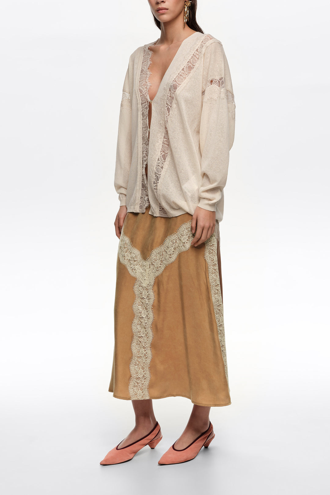 Toffee lace A-line skirt