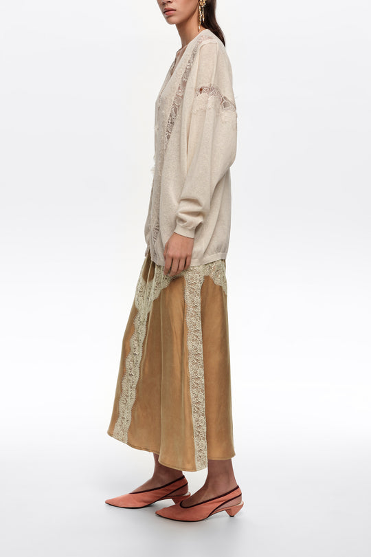 Toffee lace A-line skirt